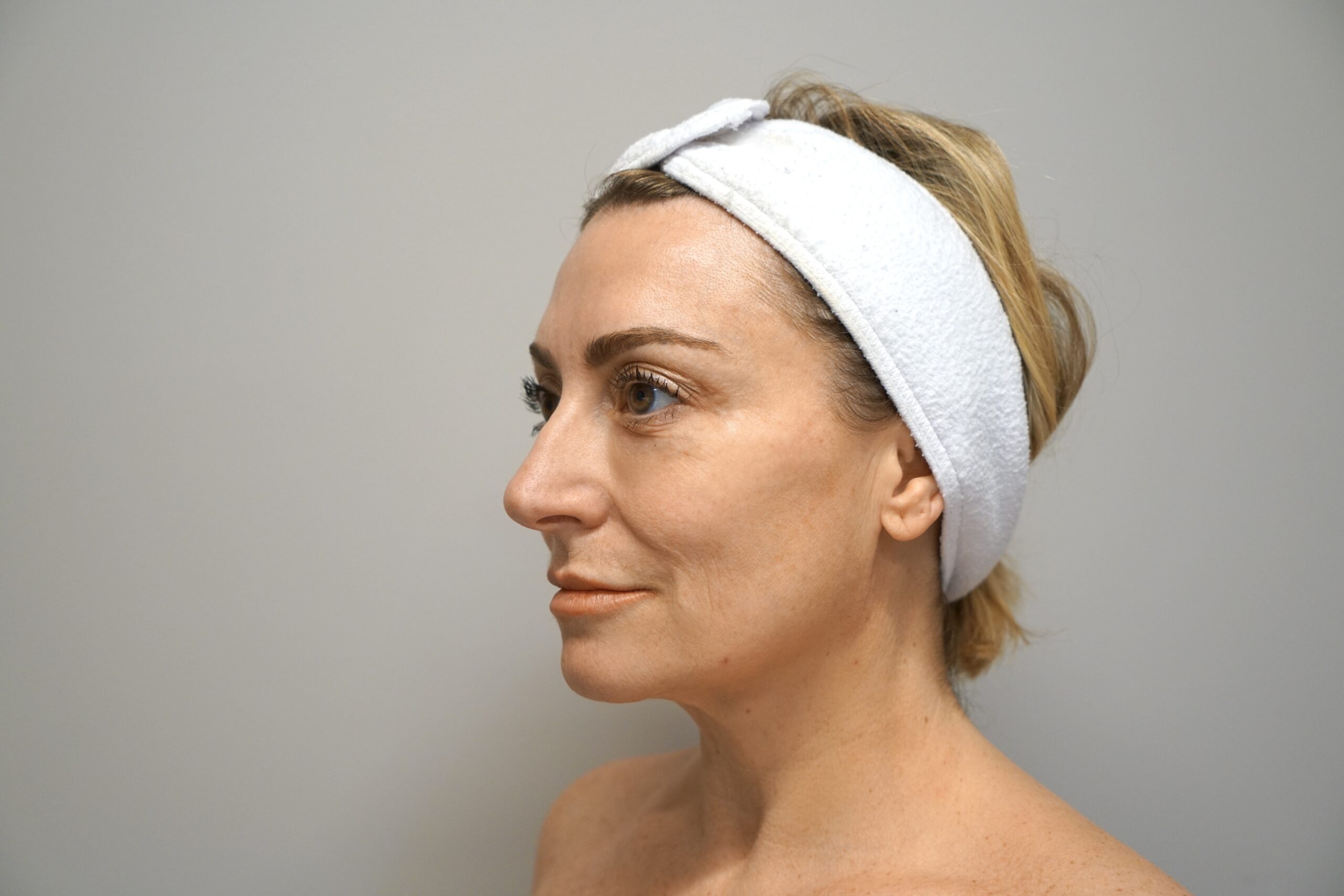 woman profile in spa headwrap