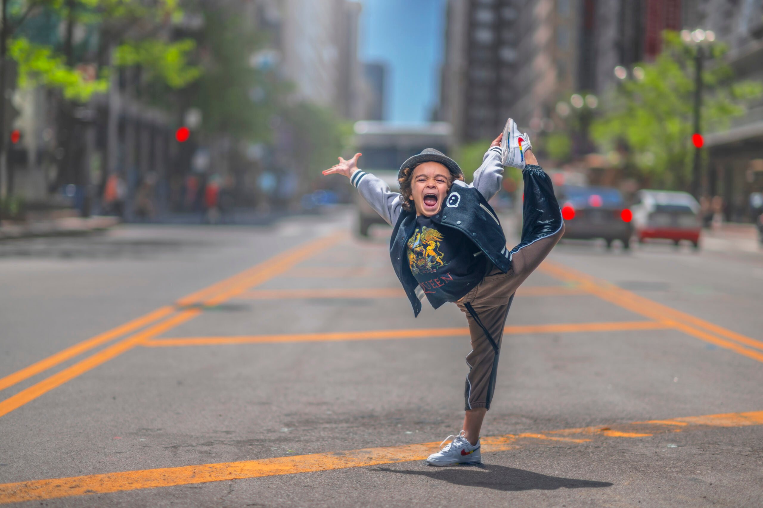 boy dancing in the street