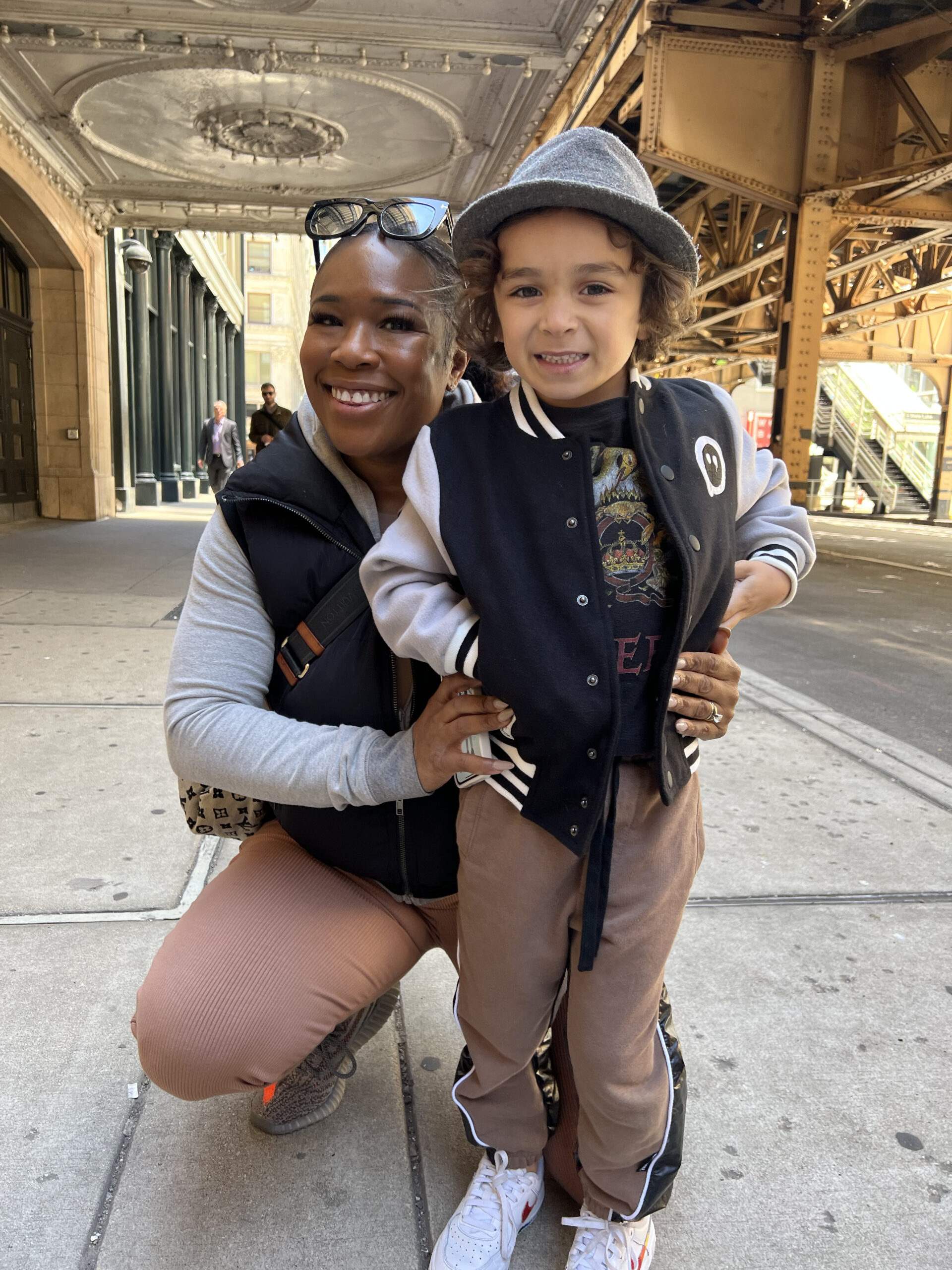 woman and boy hugging