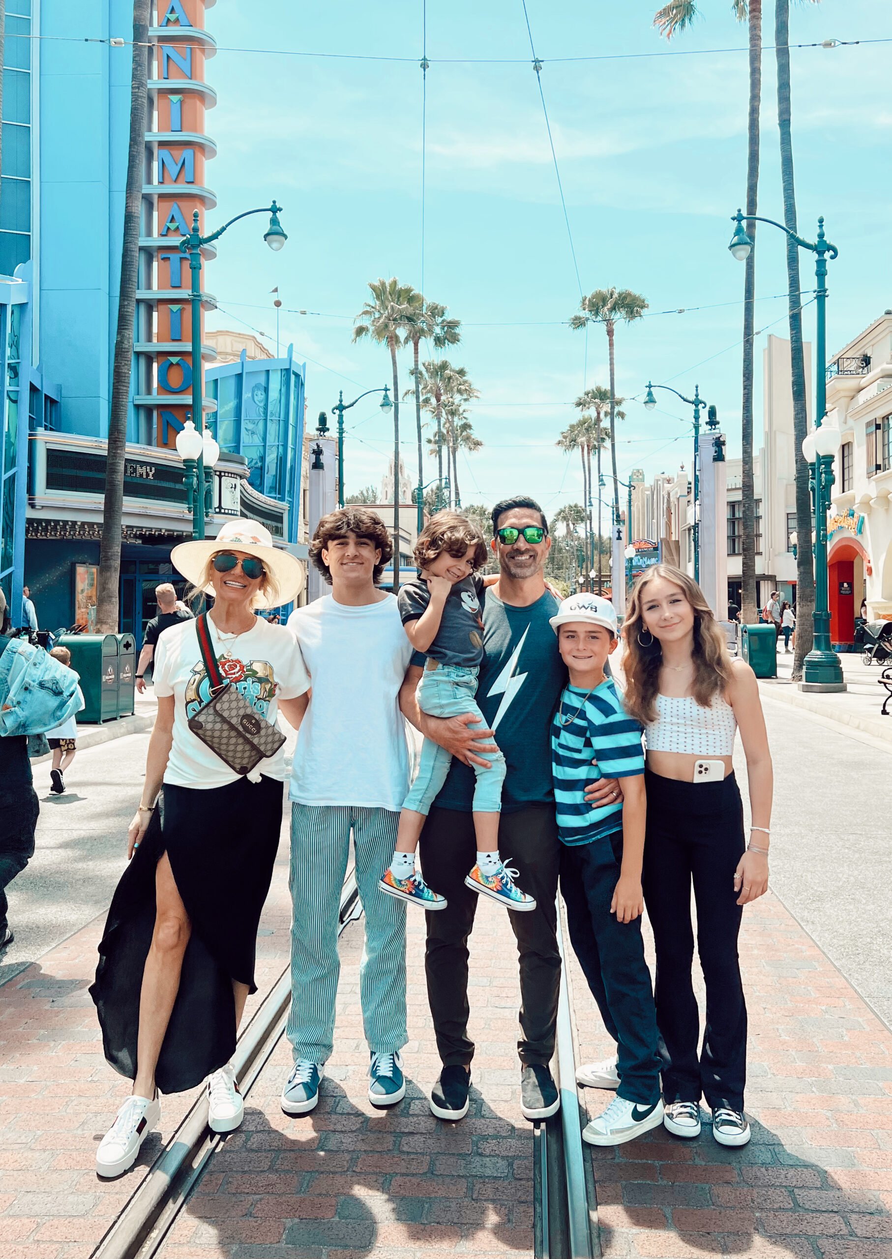 family at disneyland