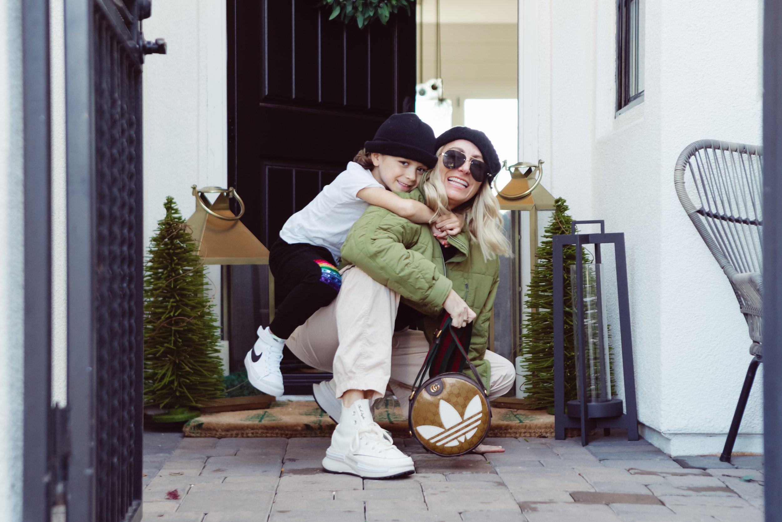 boy hugging mom