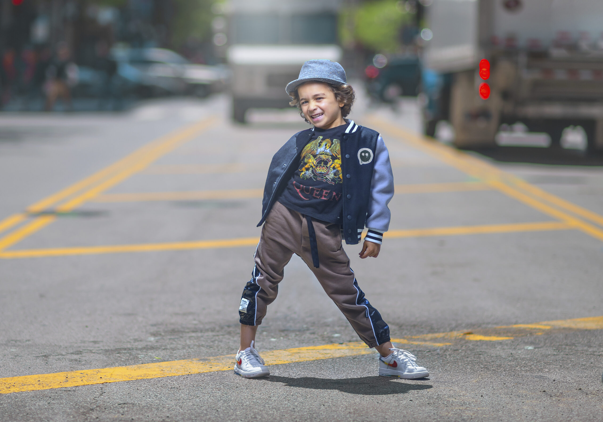 boy posing in the street
