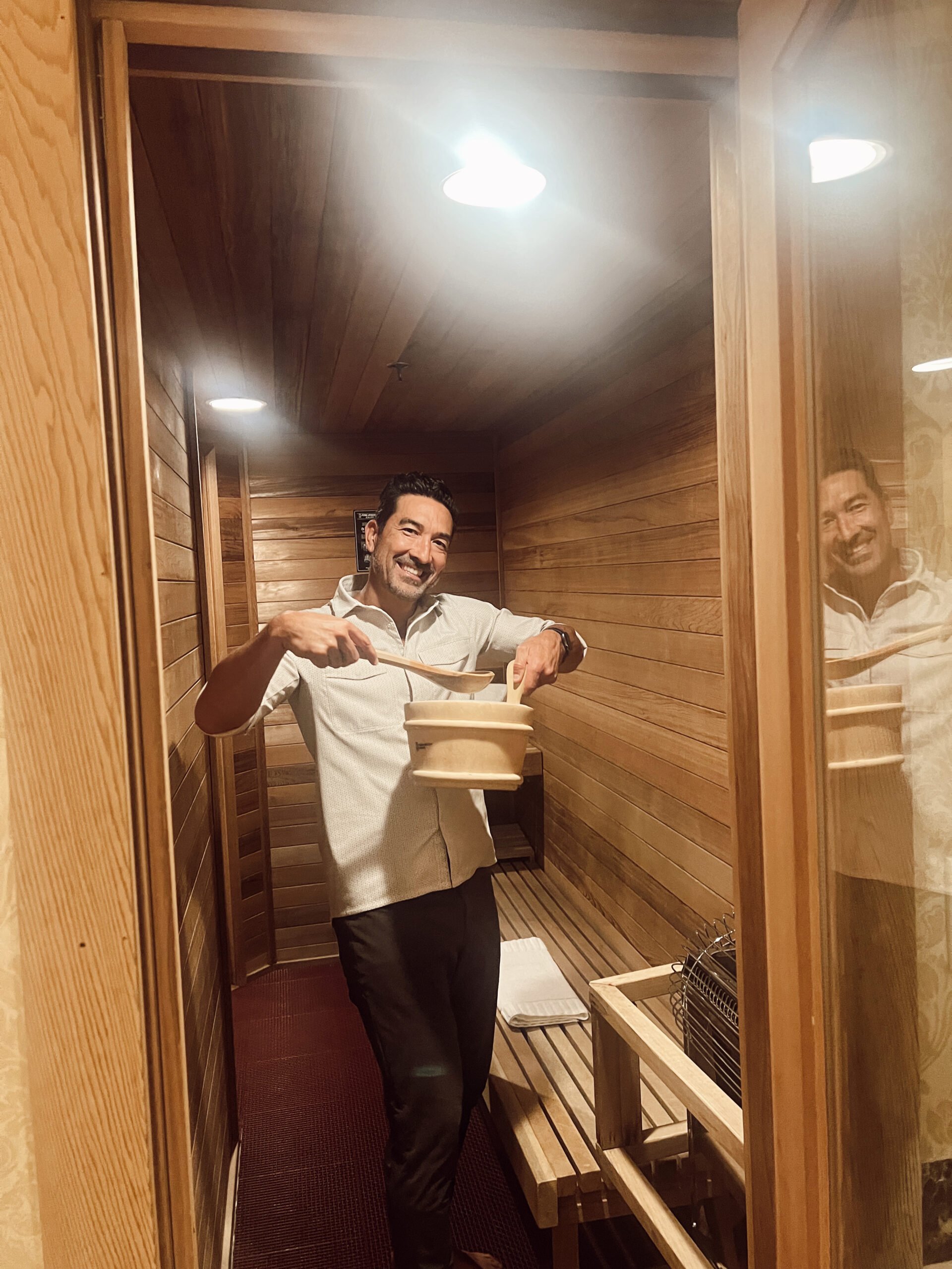 man in a sauna