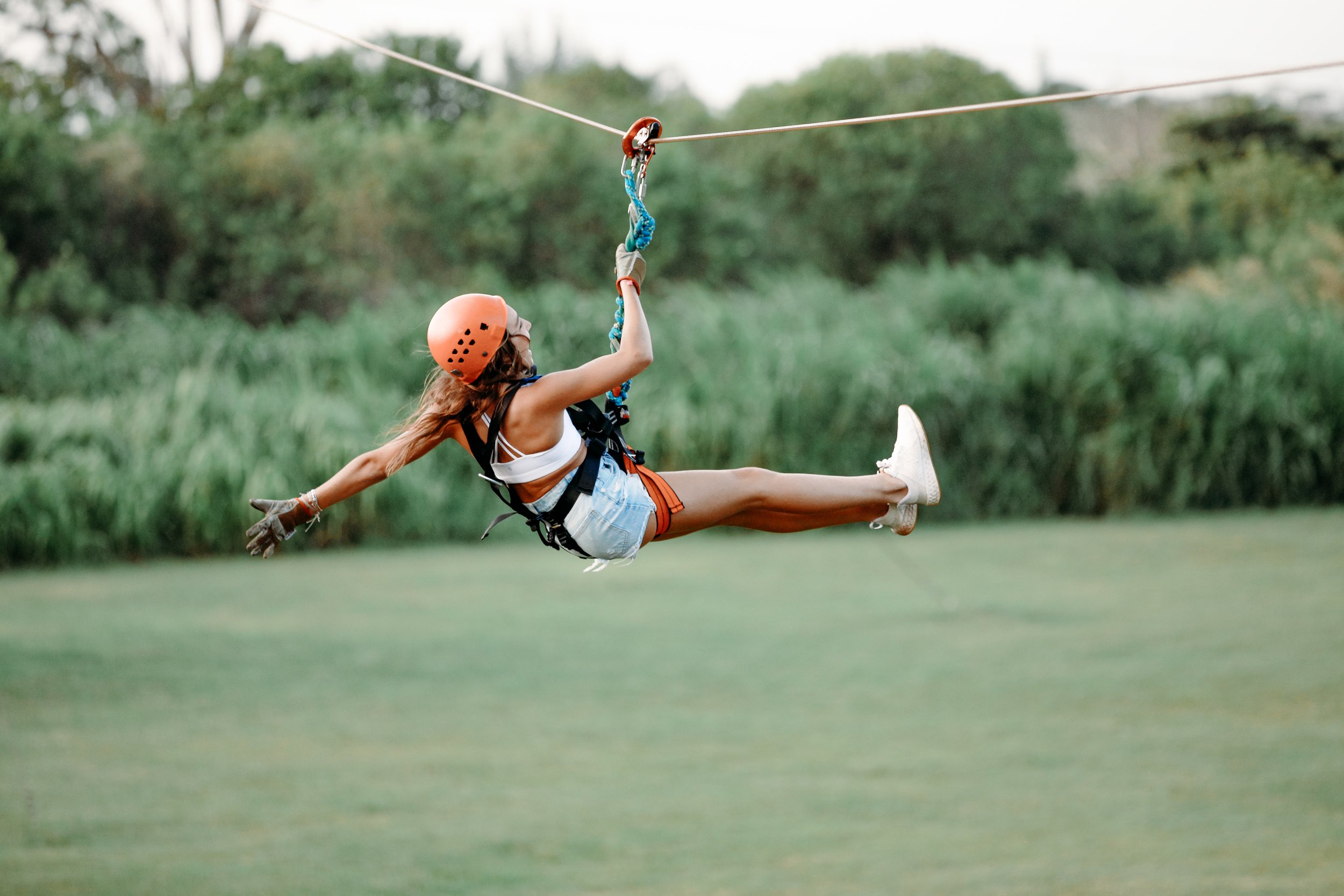 girl ziplining