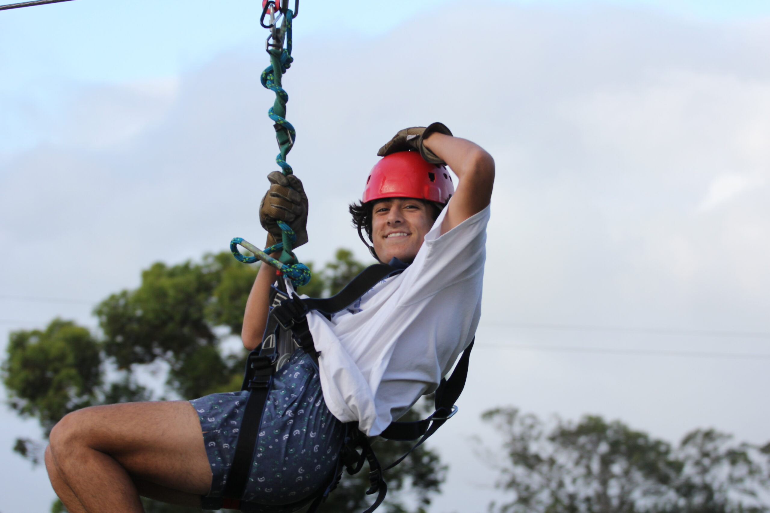 teen on zipline