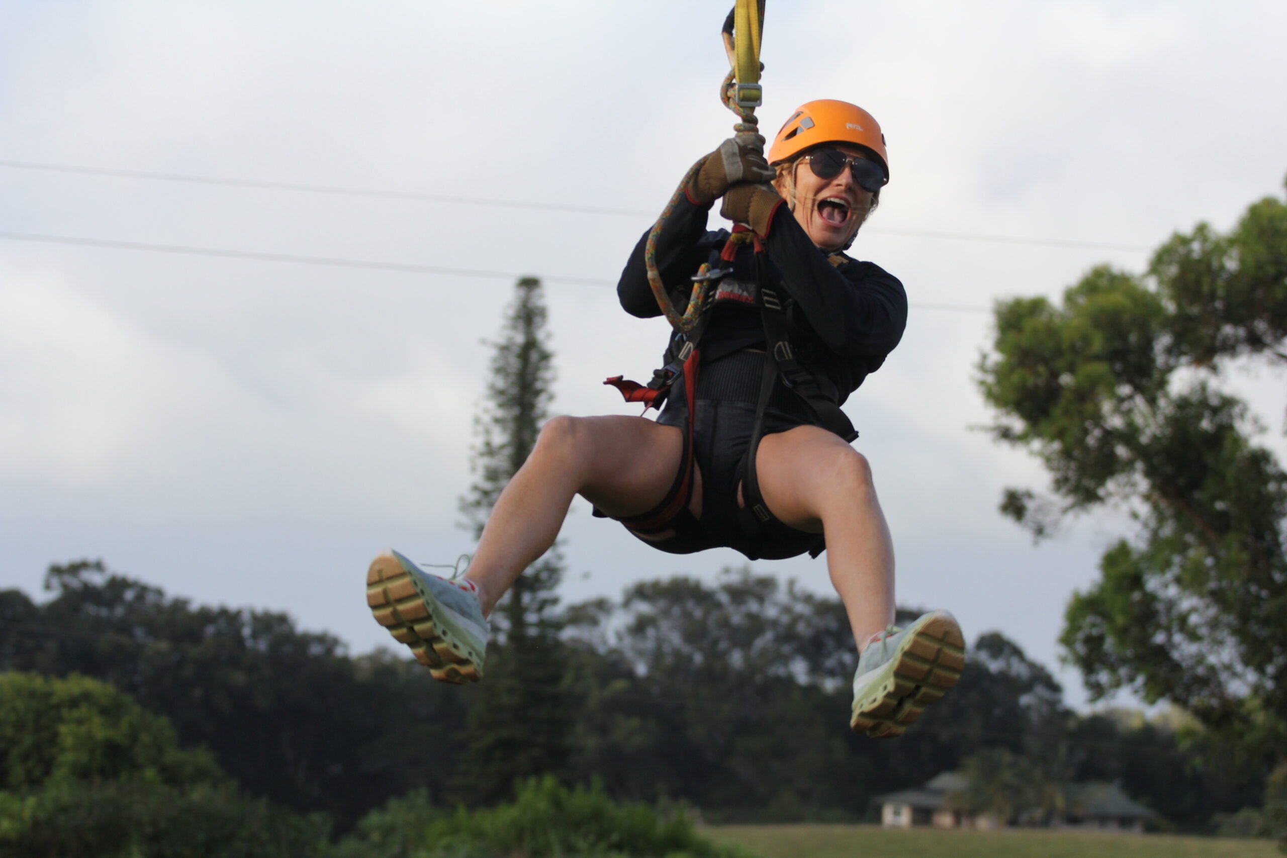 woman on zipline