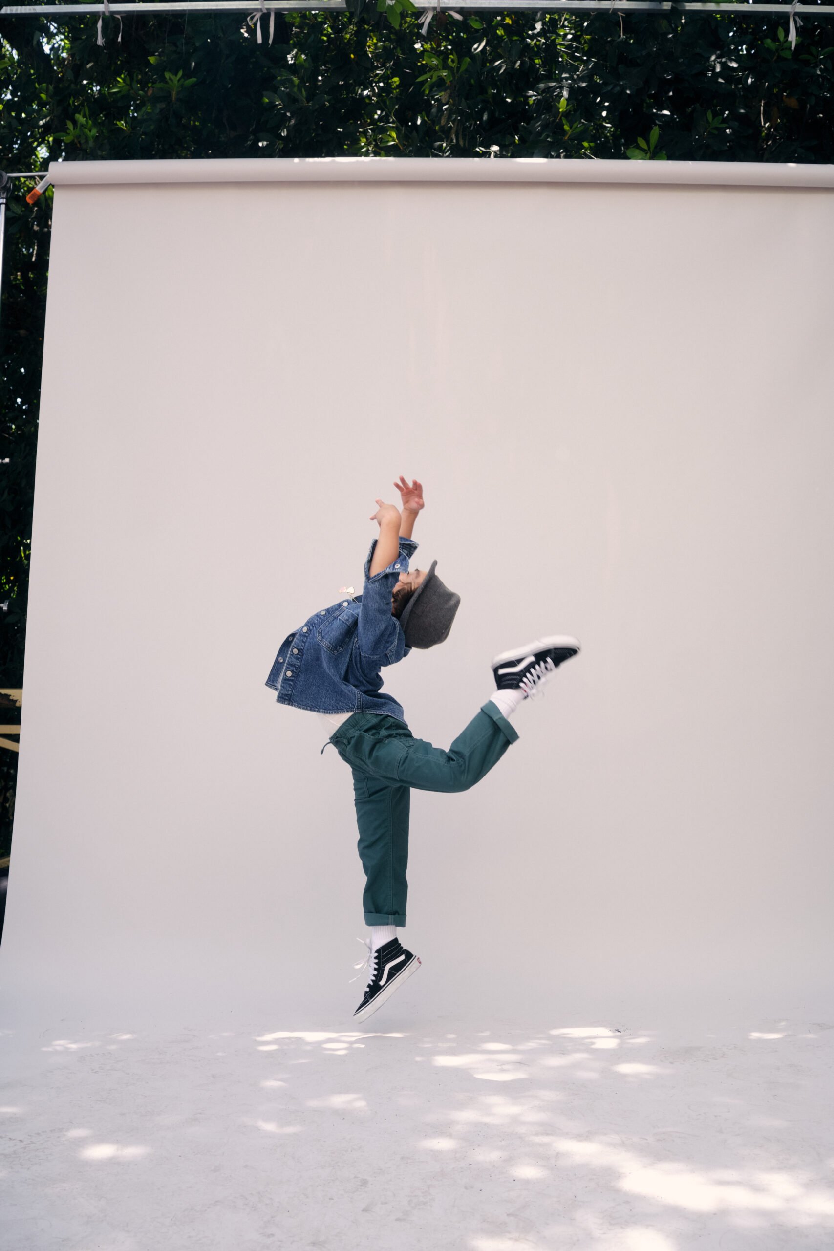 boy dancing on white background