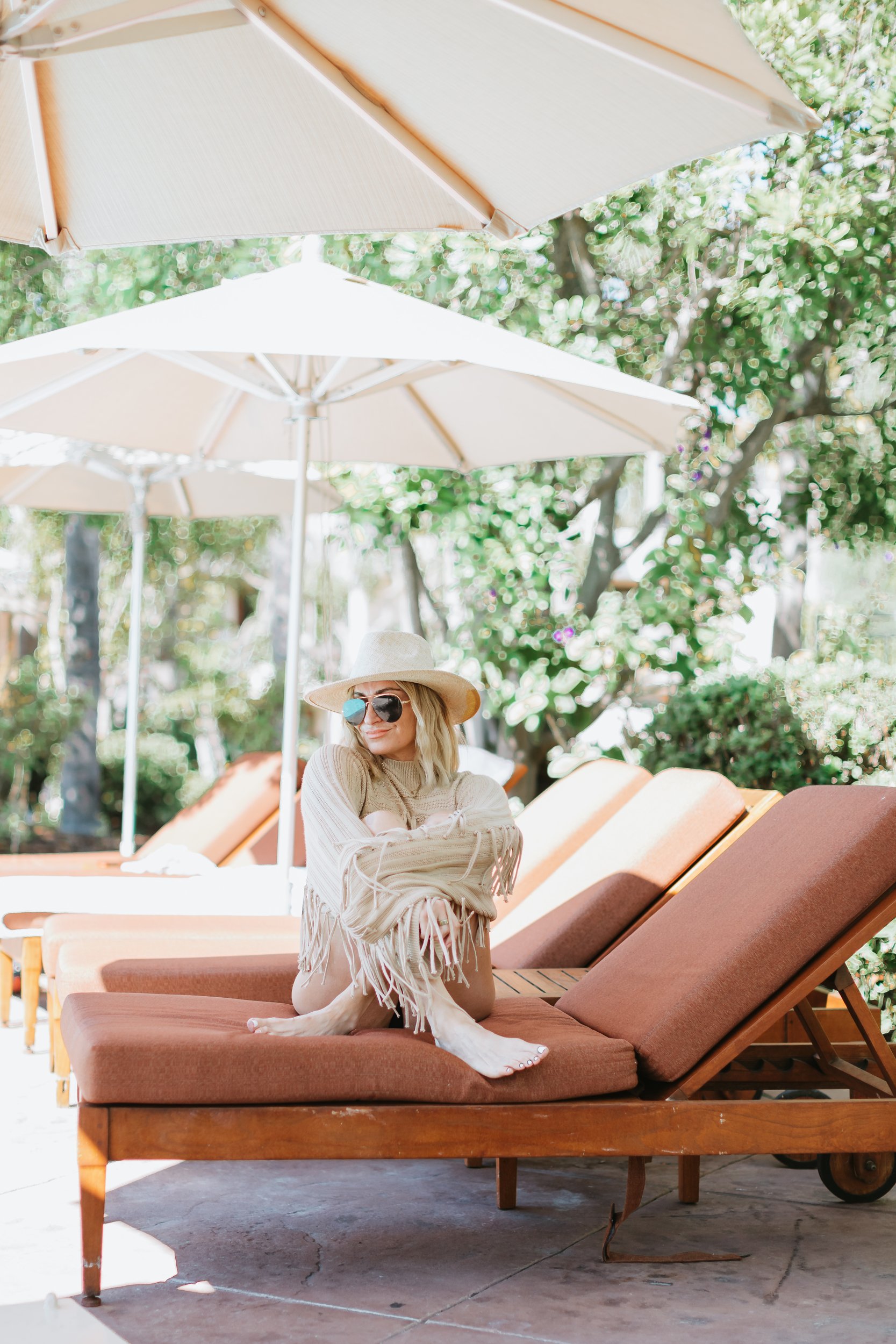 woman sitting on loungechair