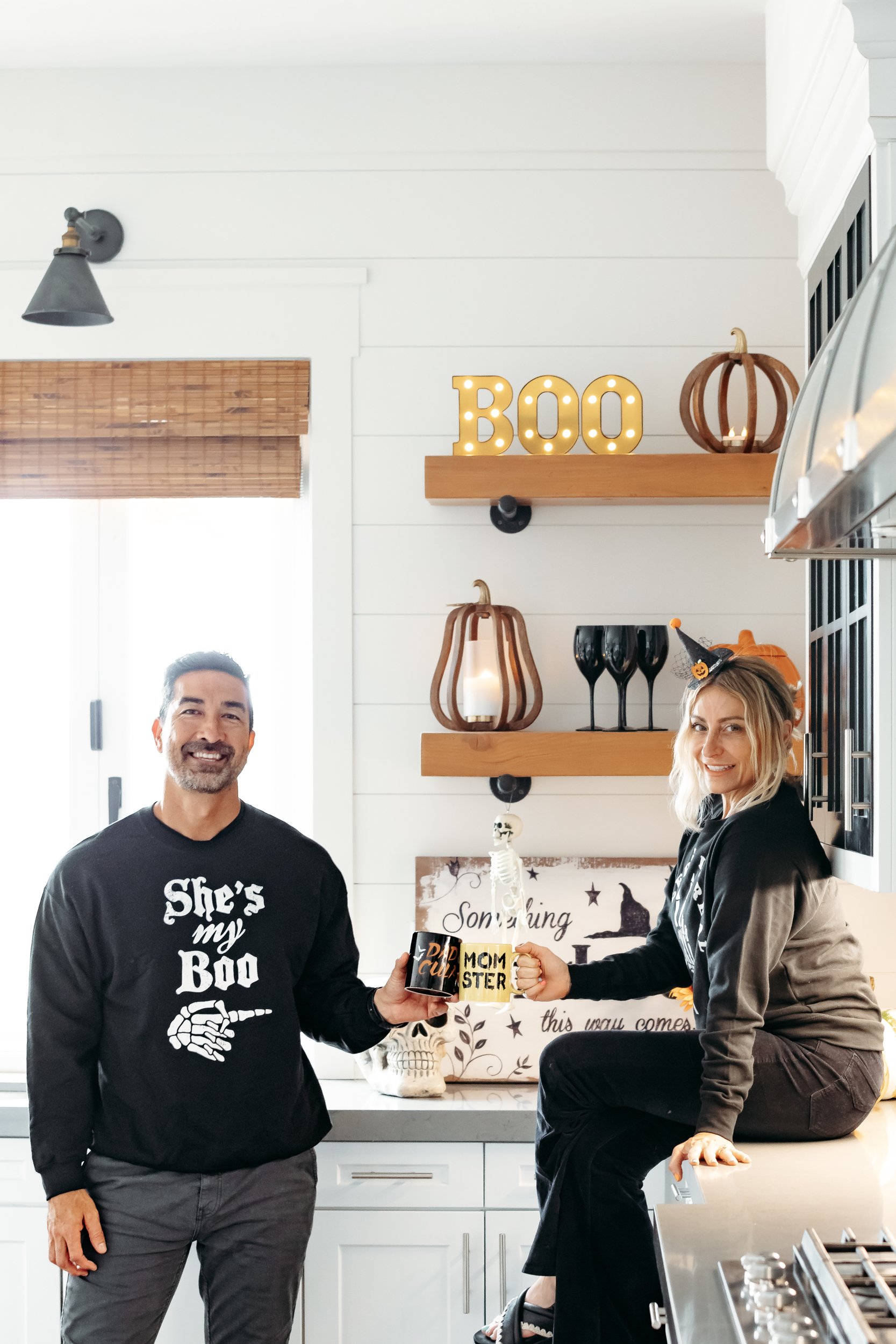 couple sitting in kitchen