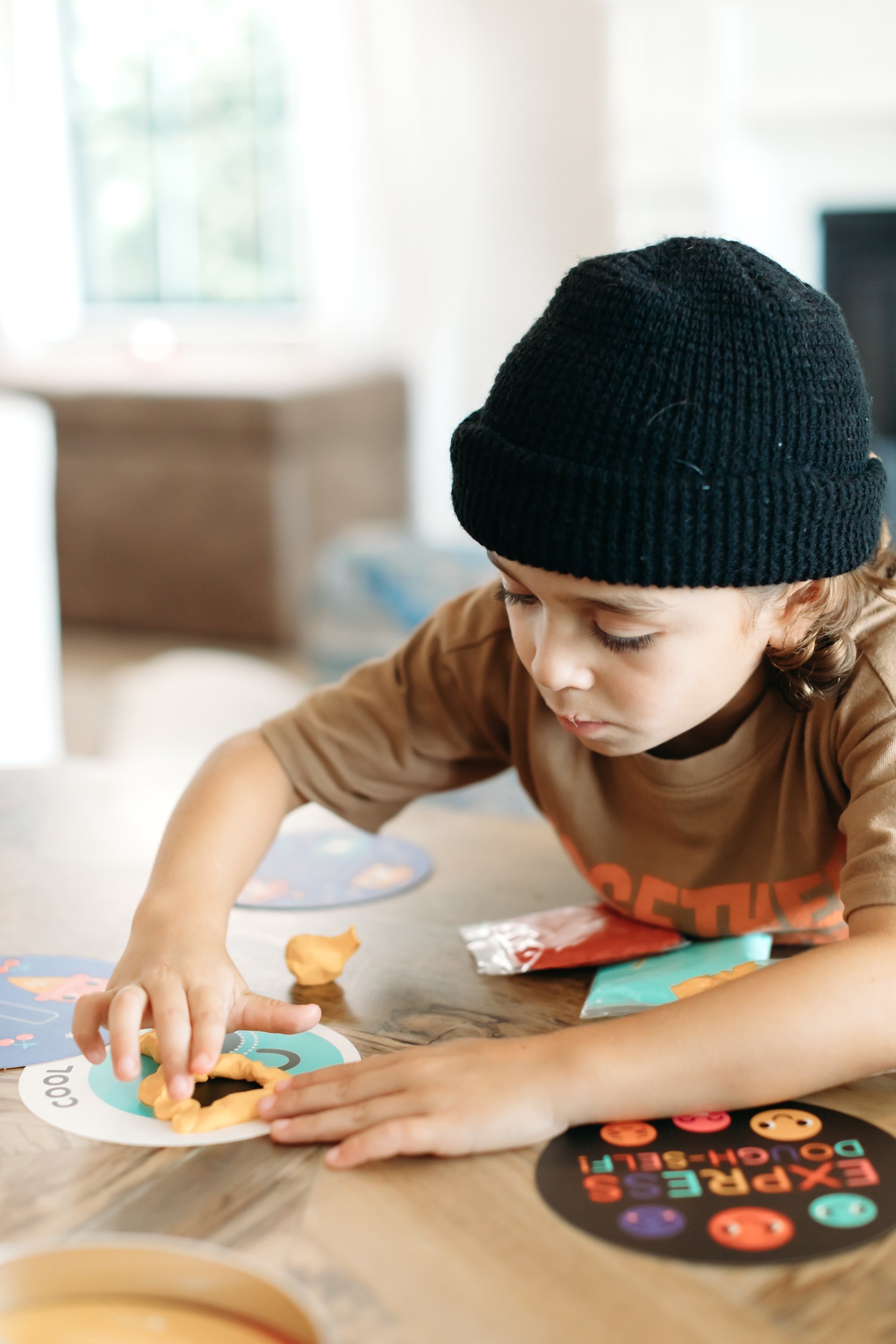 kid working on crafts