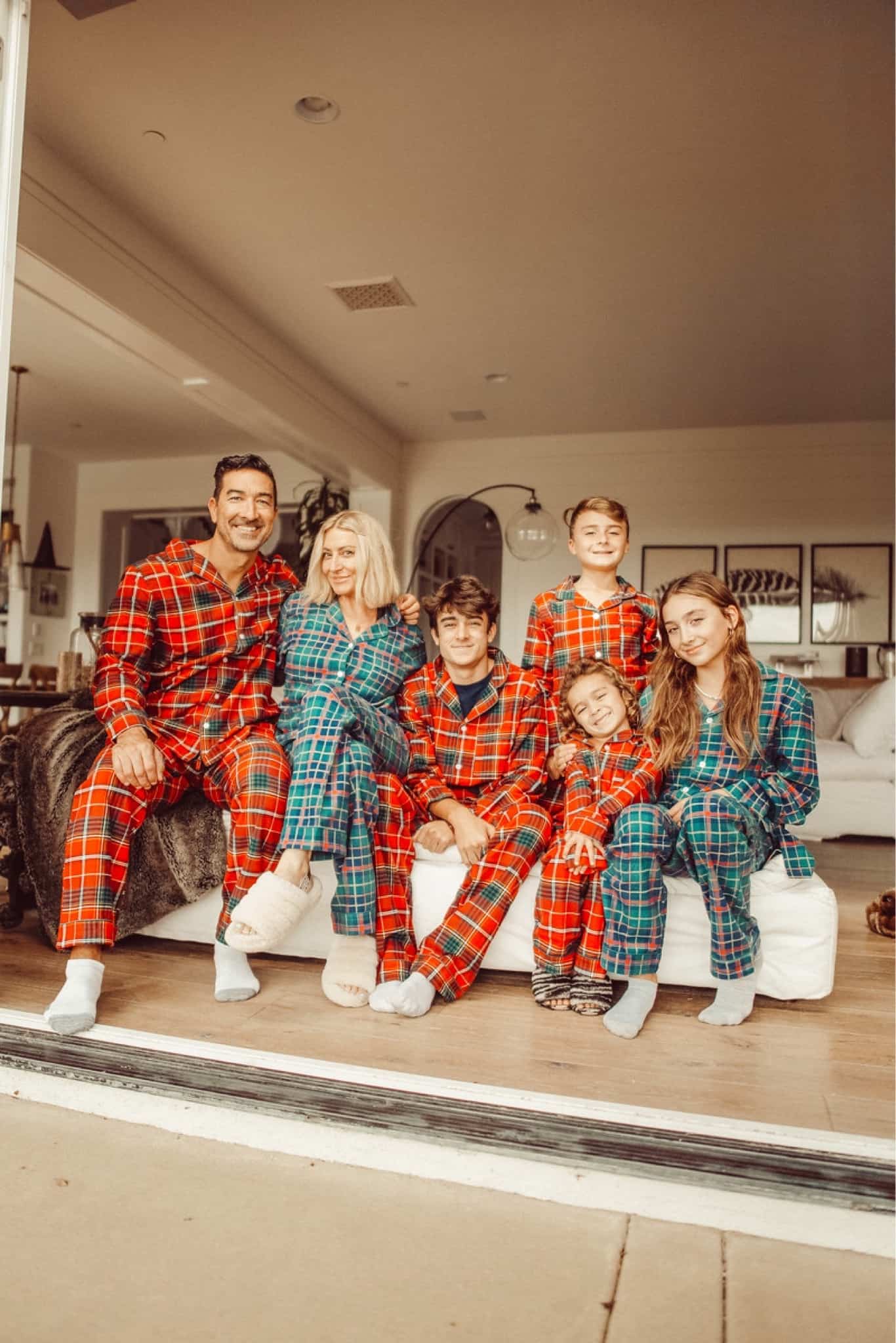 family in pjs together