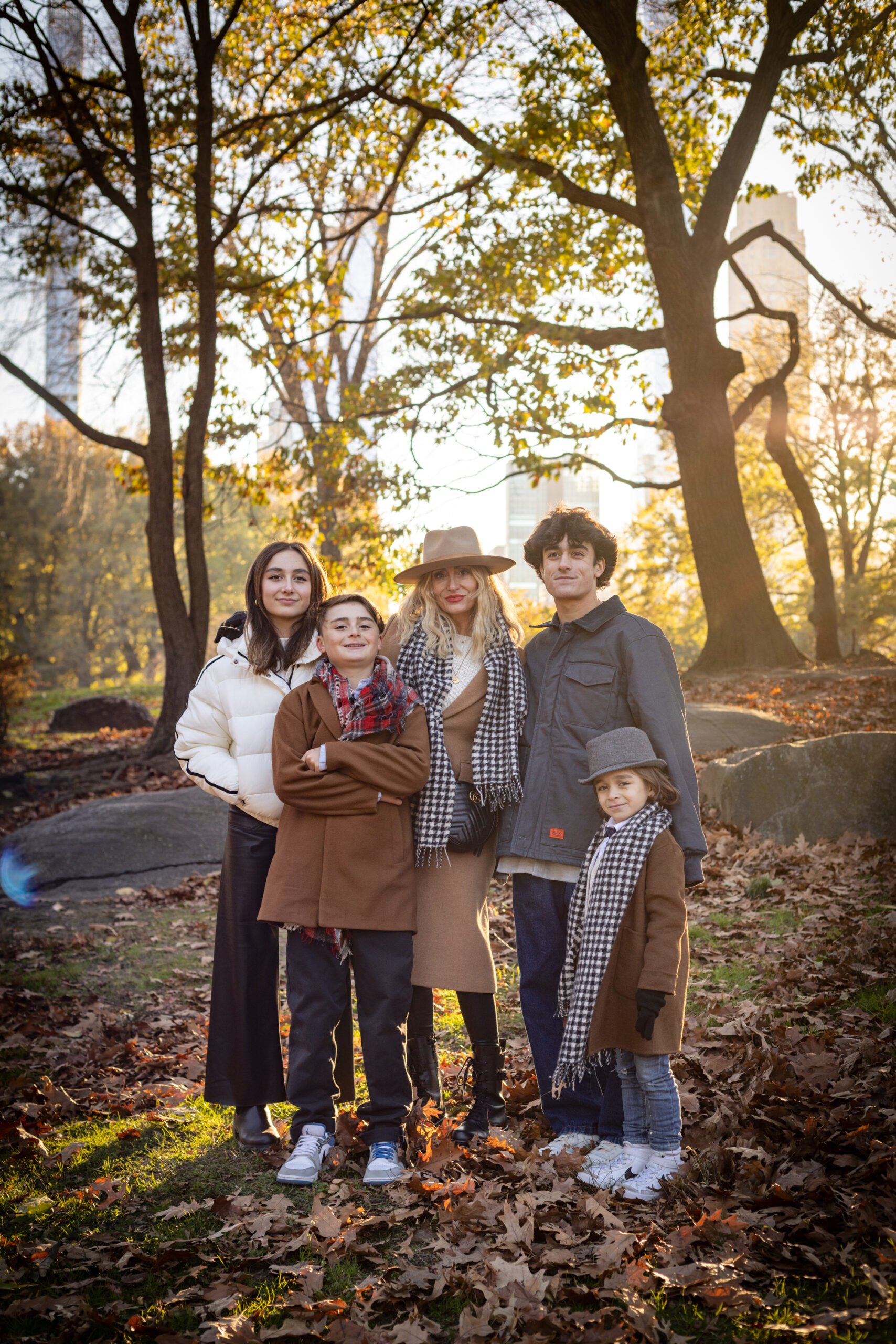 mom with kids in central park