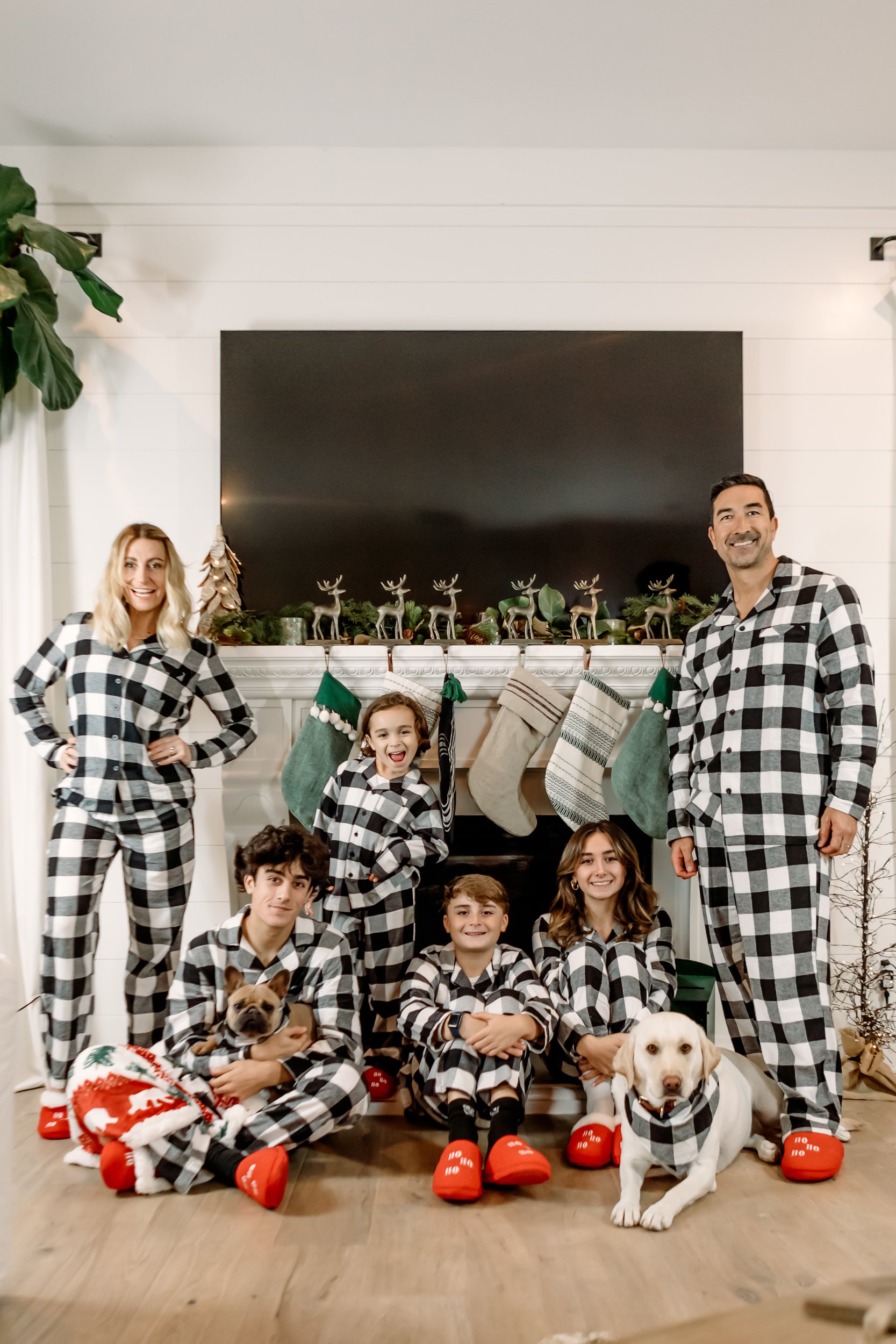 family in matching pajamas