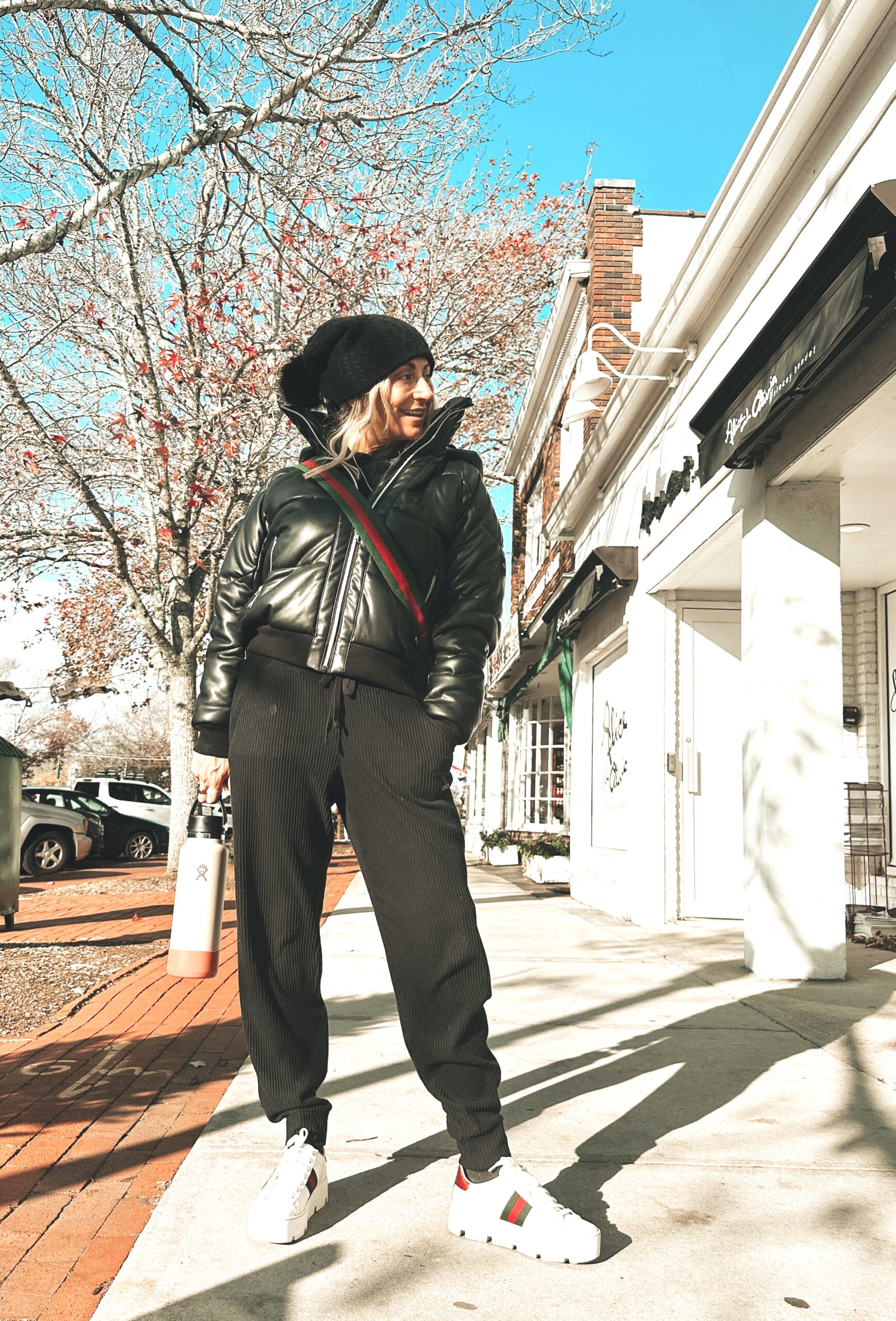 woman posing on street