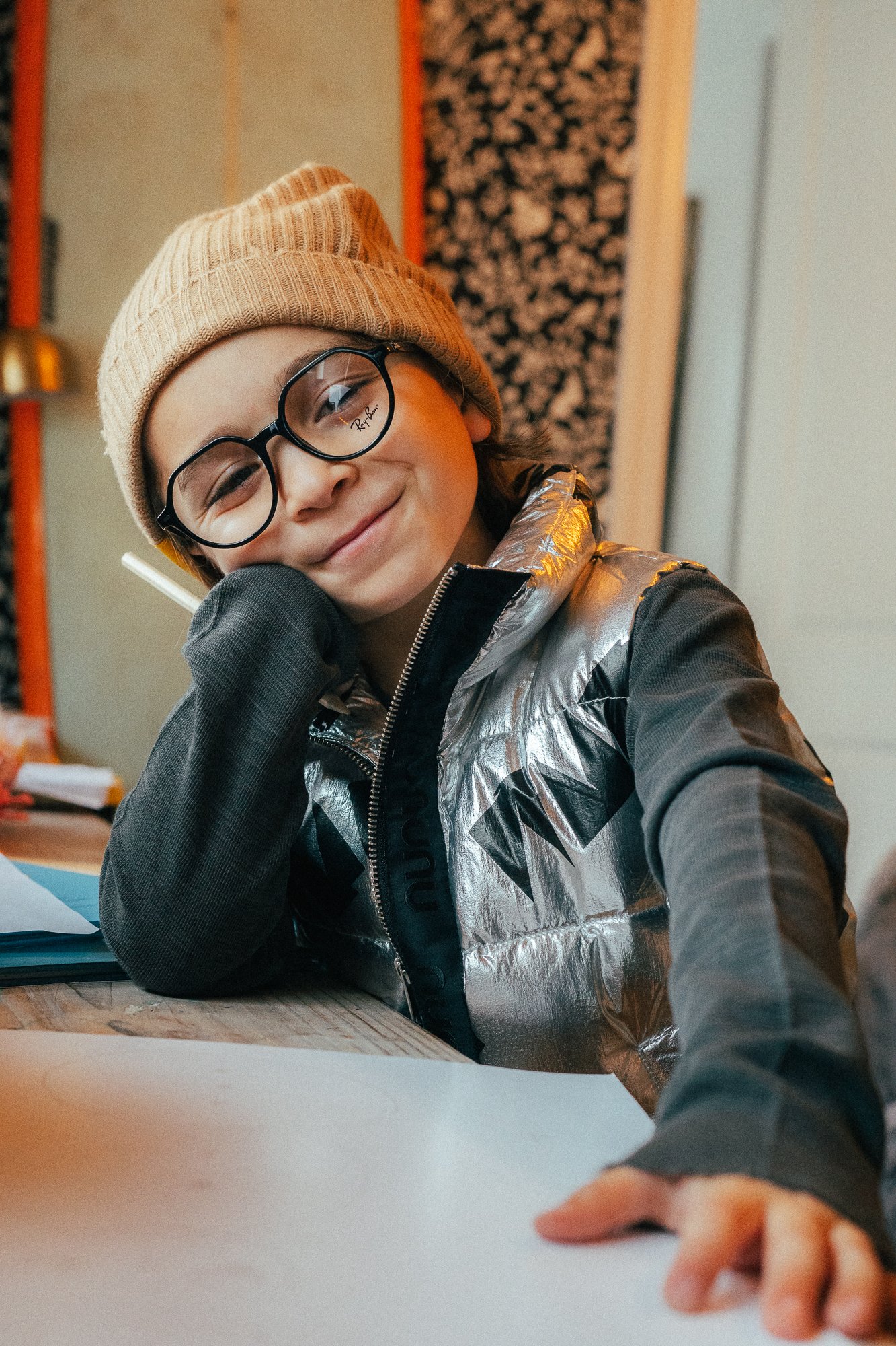 boy with hat and glasses