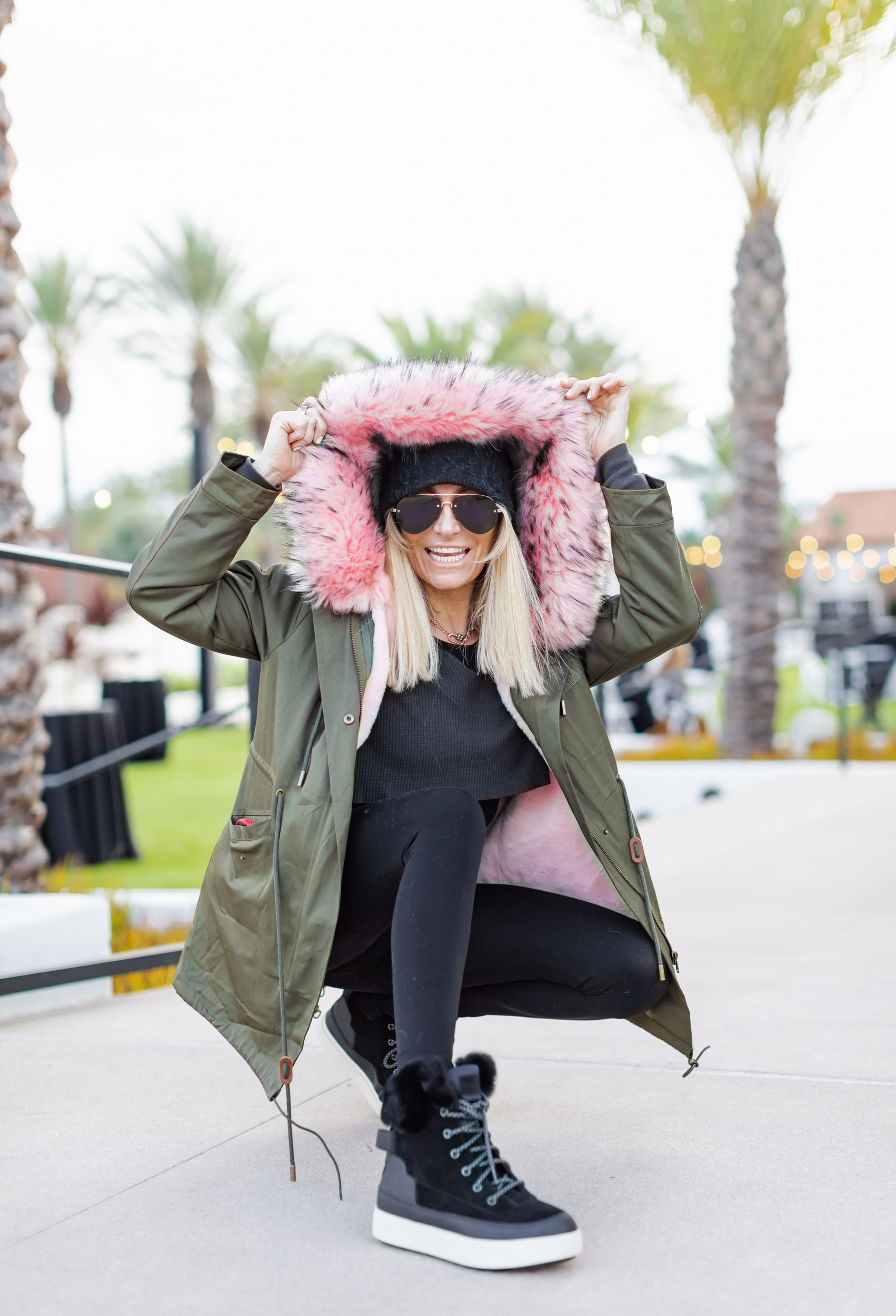 fashionable woman with boots and jacket