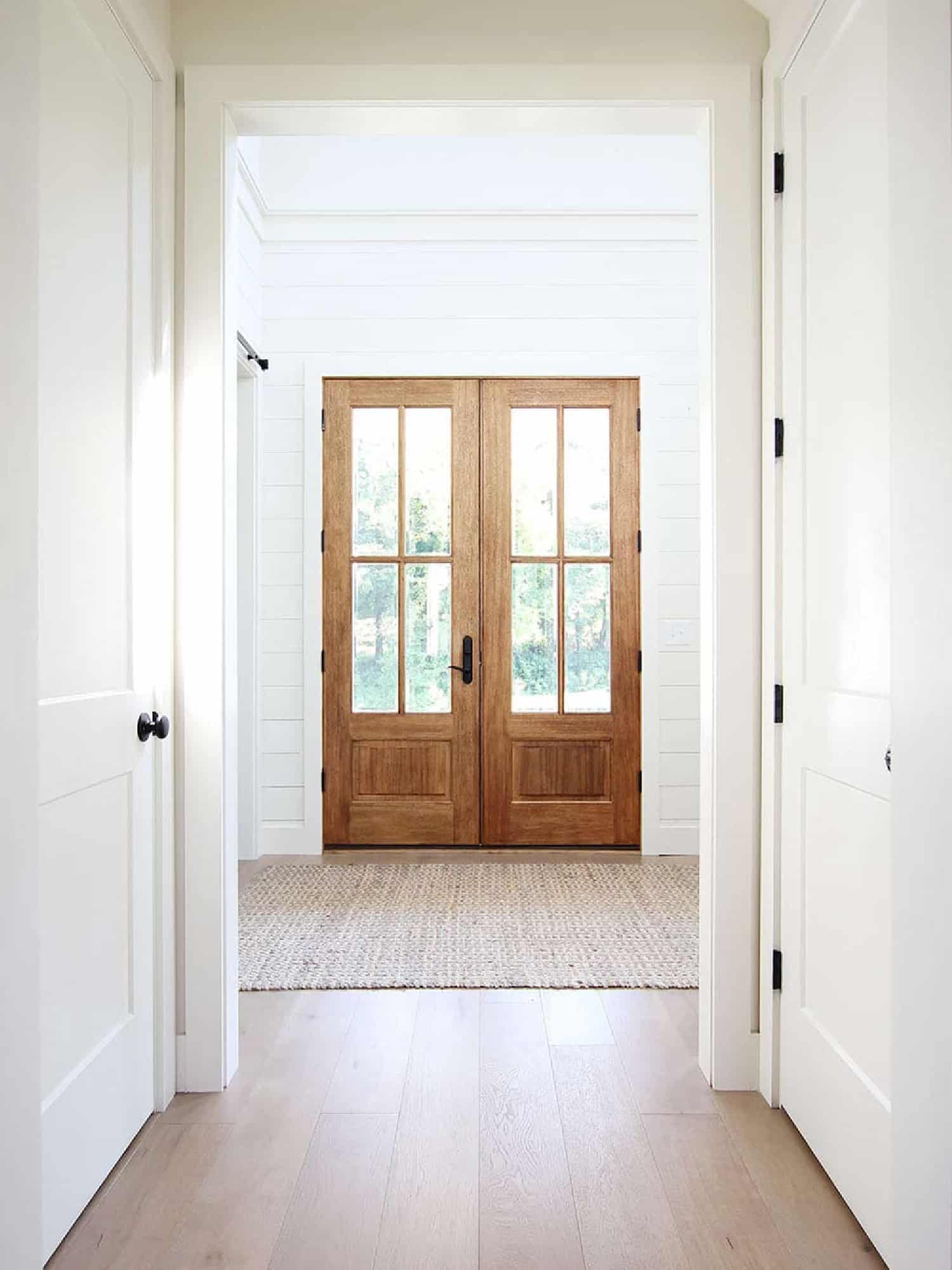 A modern farmhouse entryway and foyer.