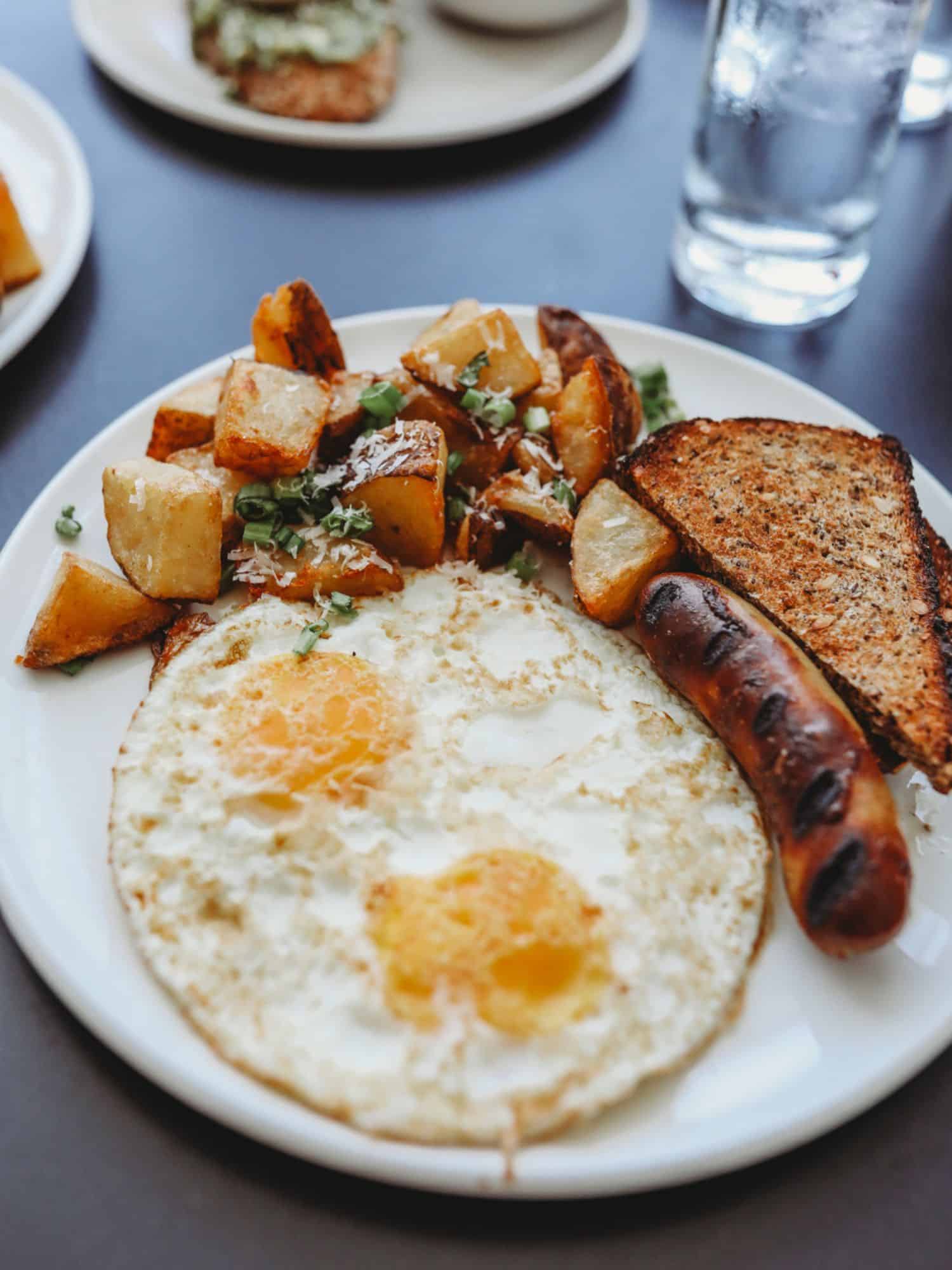 breakfast on a white plate