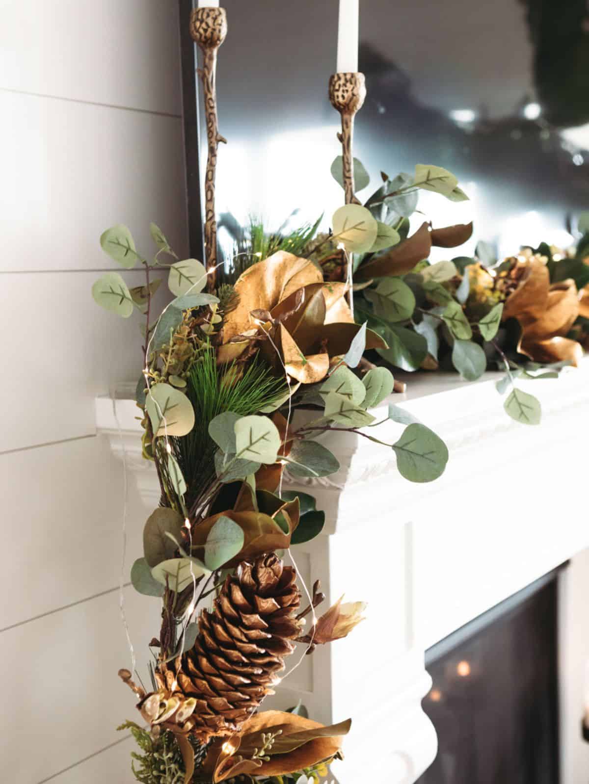 fire place with garland