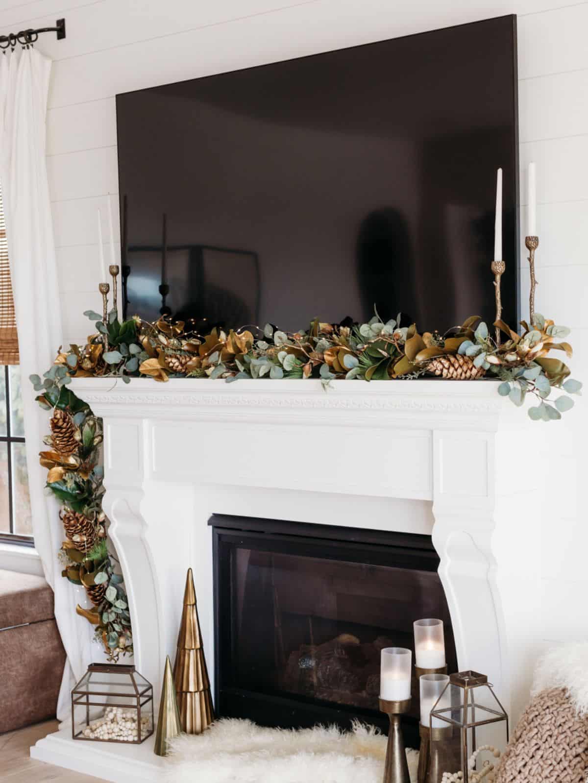 decorated fire place