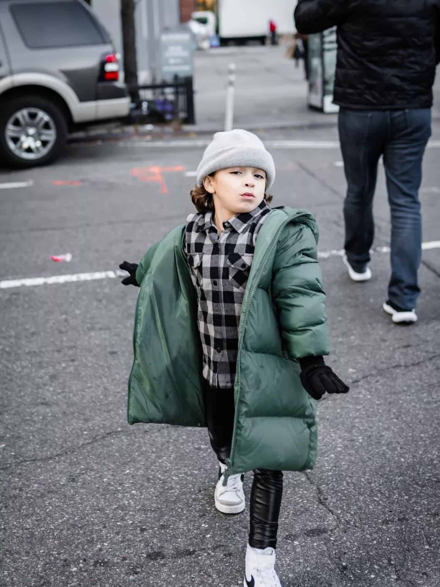 boy crossing the street