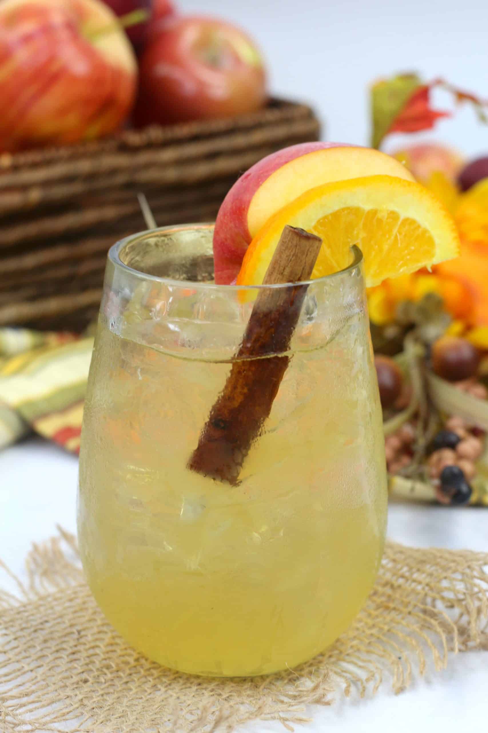 old fashioned apple cider in a clear glass
